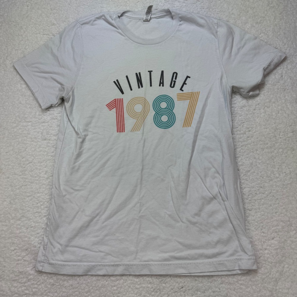 Bella Canvas Vintage 1987 shirt womens medium Graphic Tee‎ Colorful Birthday
